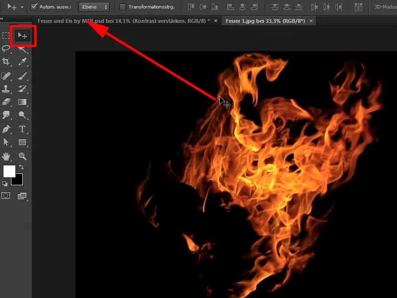 Photoshop composing - Fire and ice - Part 07: Placing real fire in the image