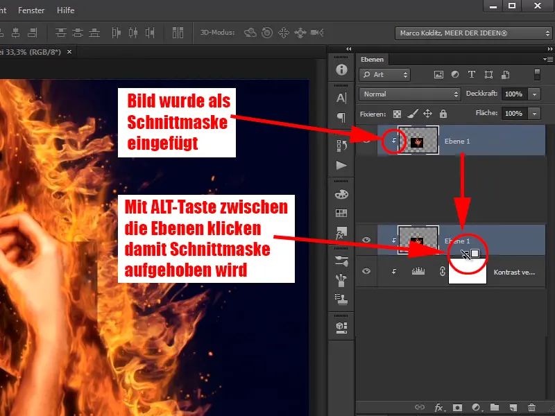 Photoshop composing - Fire and ice - Part 07: Placing real fire in the image