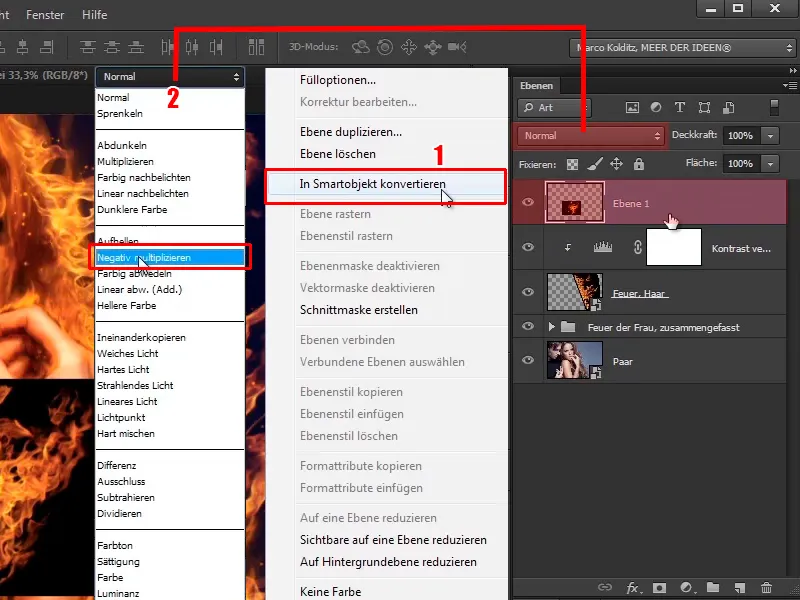 Photoshop-yhdistely - Tuli ja jää - Osa 07: Aseta oikea tuli kuvaan Photoshop-yhdistelmä - tuli ja jää - Osa 07: Aseta todellinen tuli kuvaan