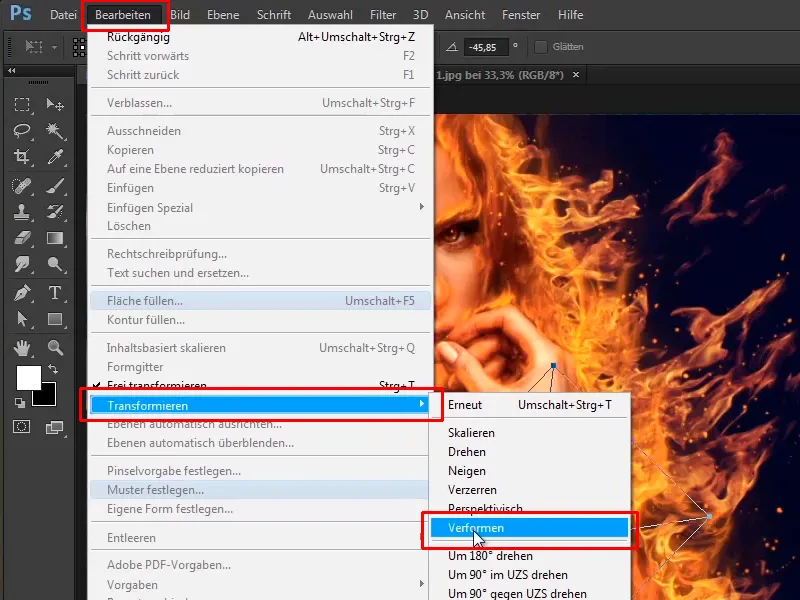 Photoshop composing - Fire and ice - Part 07: Placing real fire in the image