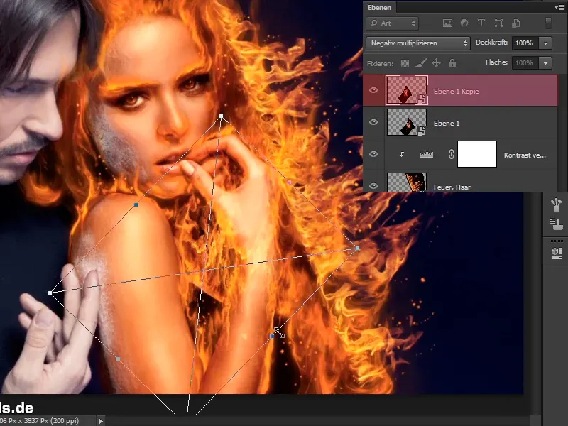 Photoshop composing - Fire and ice - Part 07: Placing real fire in the image