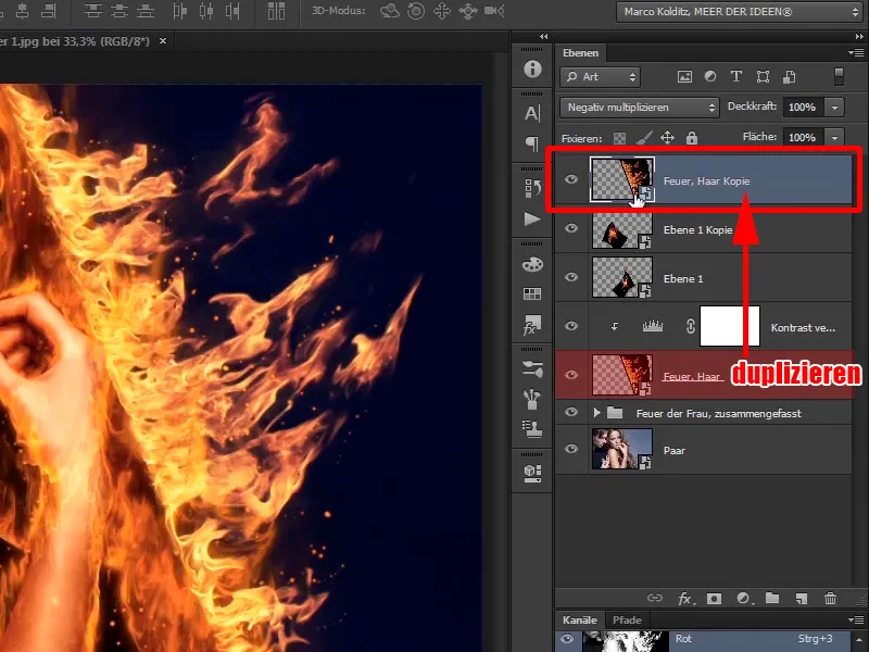 Photoshop composing - Fire and ice - Part 07: Placing real fire in the image