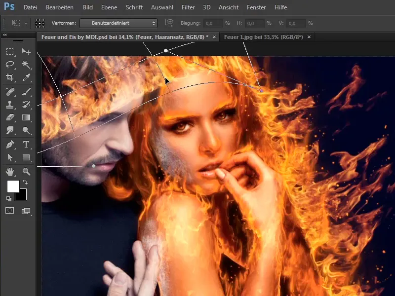 Photoshop composing - Fire and ice - Part 07: Placing real fire in the image