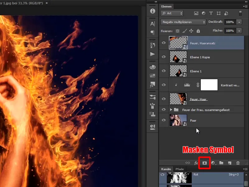 Photoshop composing - Fire and ice - Part 07: Placing real fire in the image