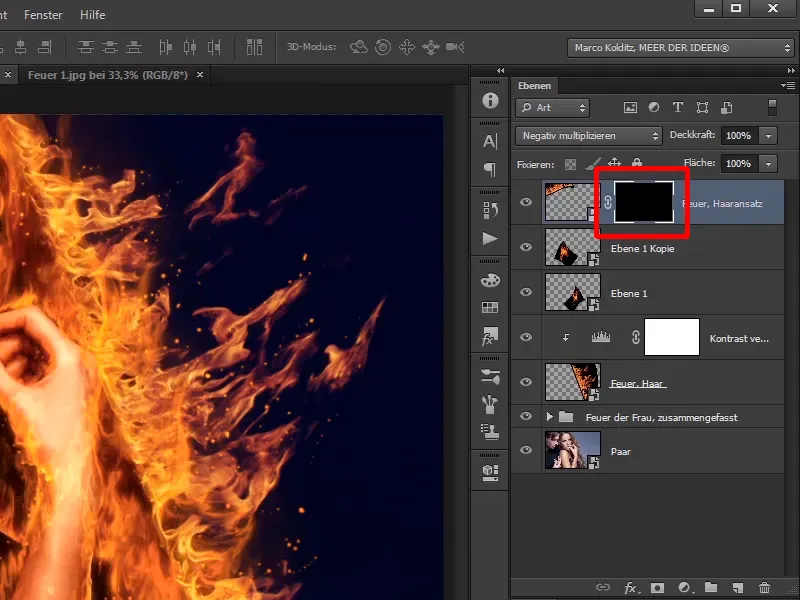 Photoshop composing - Fire and ice - Part 07: Placing real fire in the image