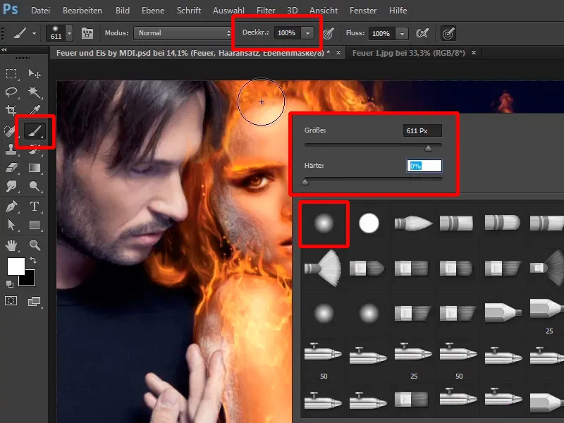 Photoshop composing - Fire and ice - Part 07: Placing real fire in the image