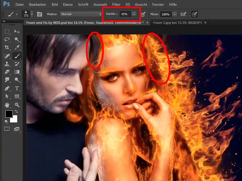 Photoshop composing - Fire and ice - Part 07: Placing real fire in the image