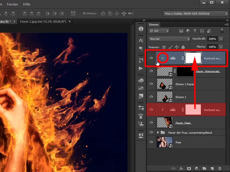 Photoshop composing - Fire and ice - Part 07: Placing real fire in the image