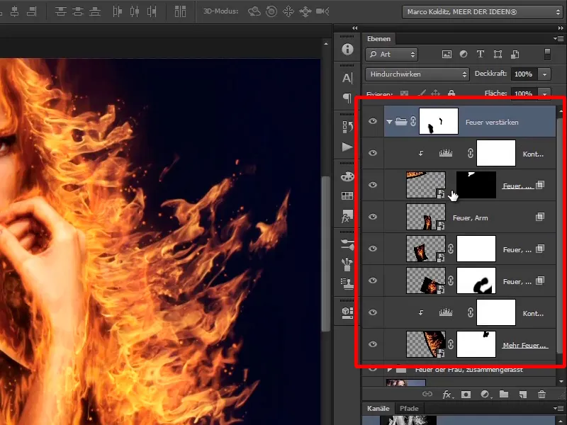 Photoshop composing - Fire and ice - Part 07: Placing real fire in the image