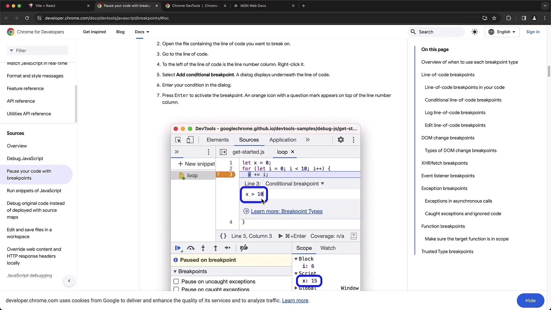 Titik henti bersyarat di Chrome Developer Tools: Panduan untuk debugging yang efektif