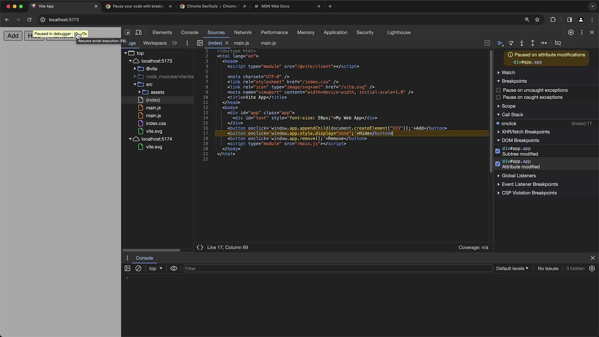Pemanfaatan optimal titik henti DOM dalam Chrome Developer Tools