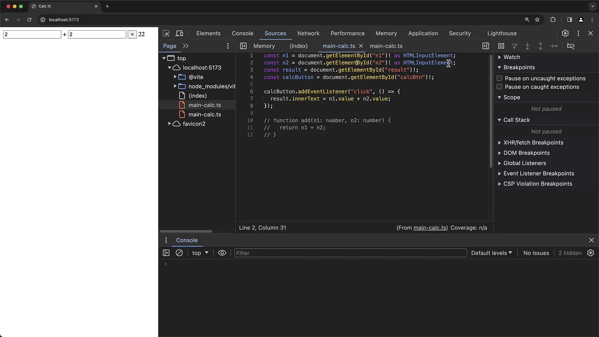 Men-debug aplikasi TypeScript menggunakan Chrome Developer Tools Mendeteksi kesalahan dalam aplikasi TypeScript menggunakan Chrome Developer Tools