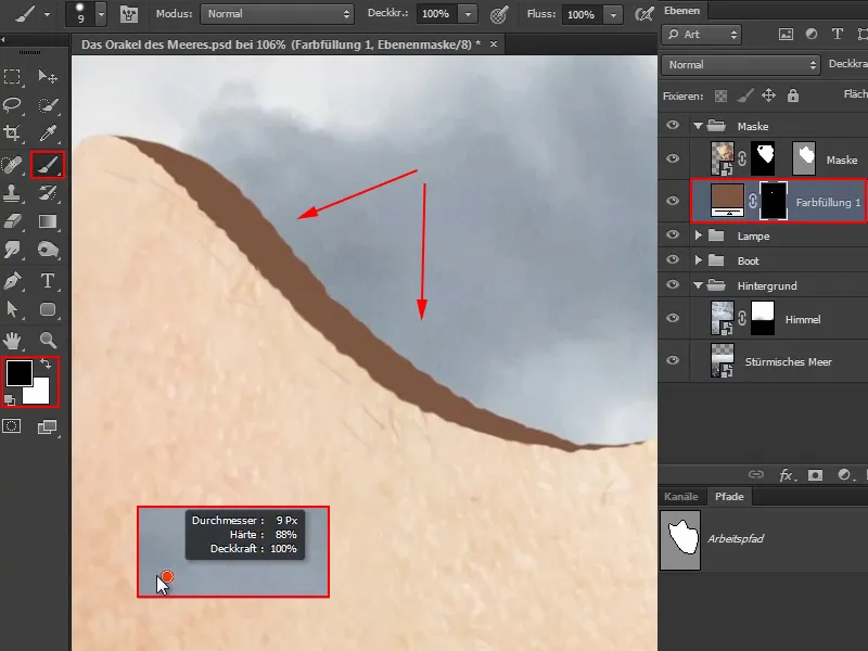 Fotomontáž v programu Photoshop - Orákulum moře - část 07: Půjčení hloubky masky Photoshop-Composing - Věštba moře - Část 07: Dodání hloubky maskě
