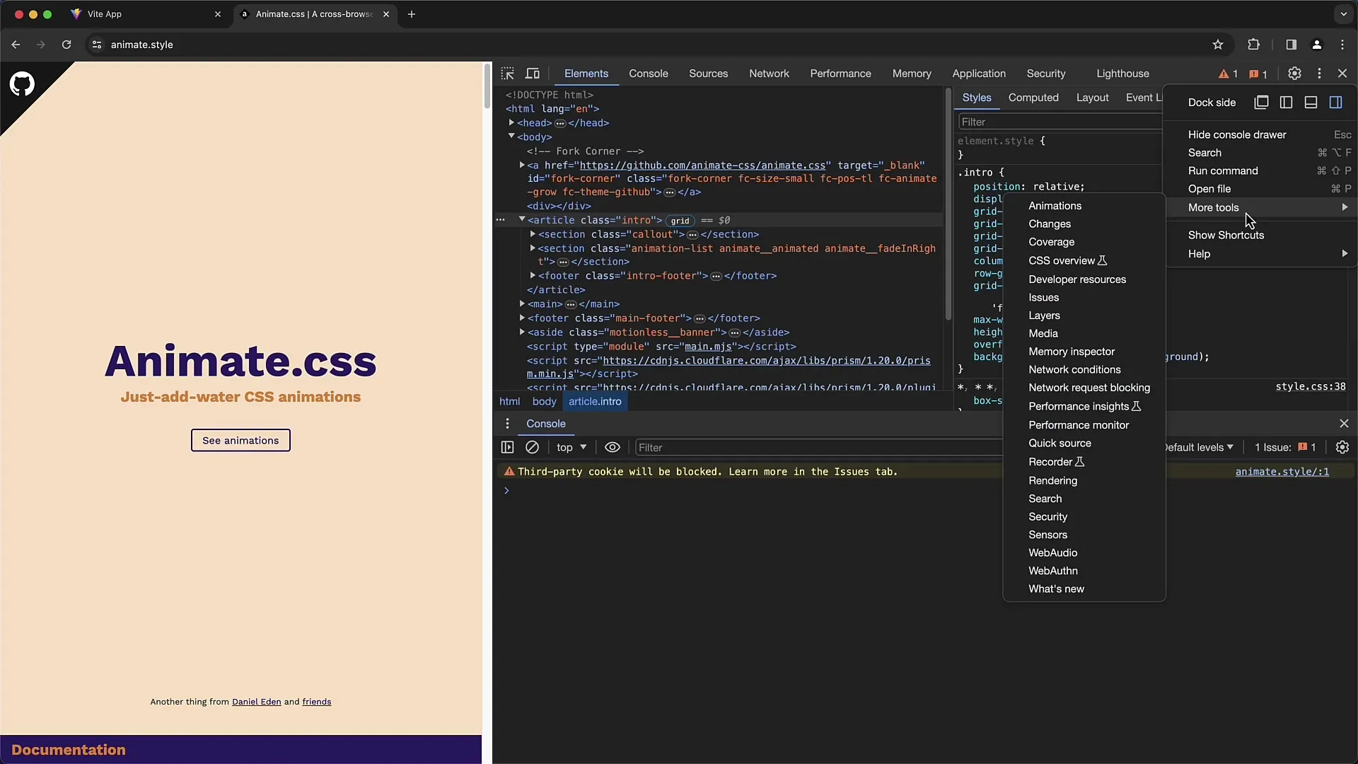 Podrobný návod k úpravě CSS animací pomocí Chrome Developer Tools