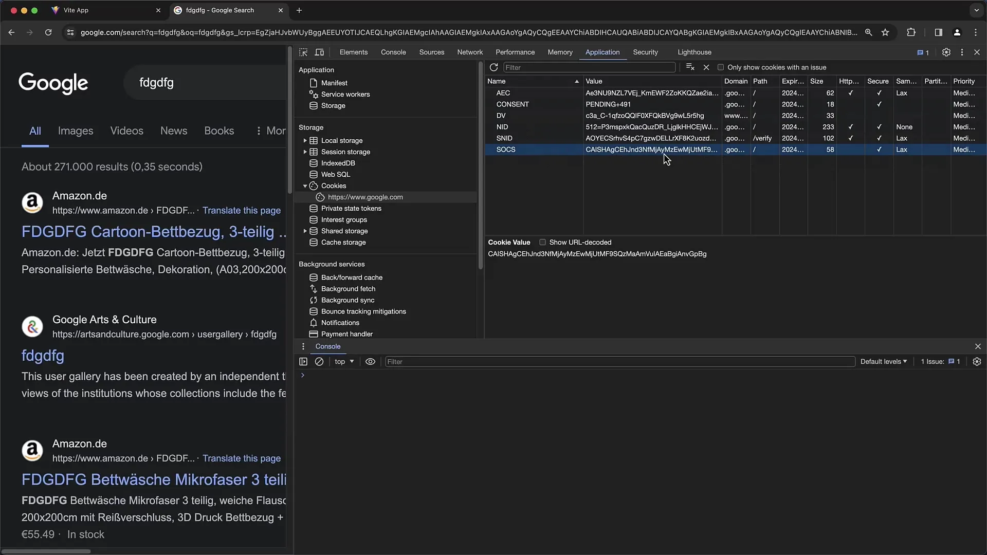 Penerapan praktis tab Aplikasi dalam Chrome Developer Tools