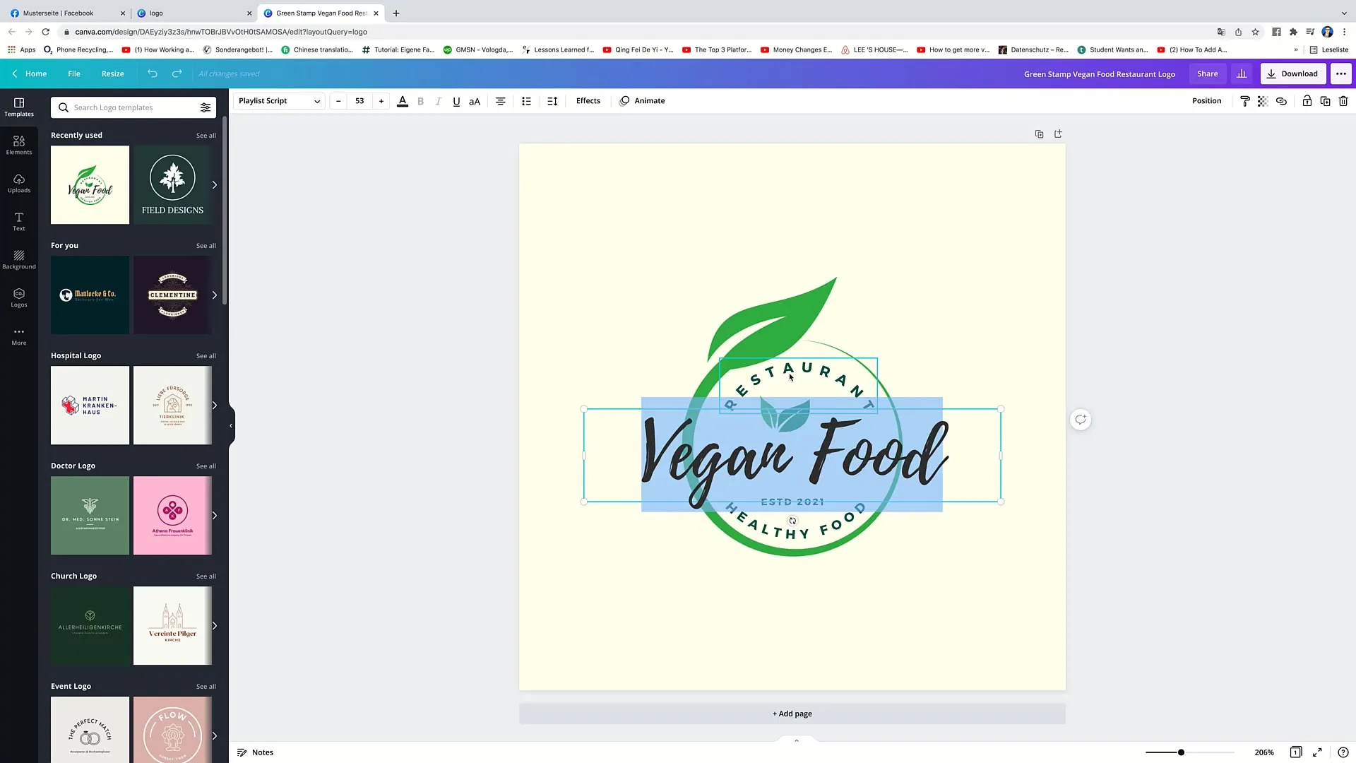 Онлайн-инструменты для создания логотипов – пример работы с Canva Pro в браузере 