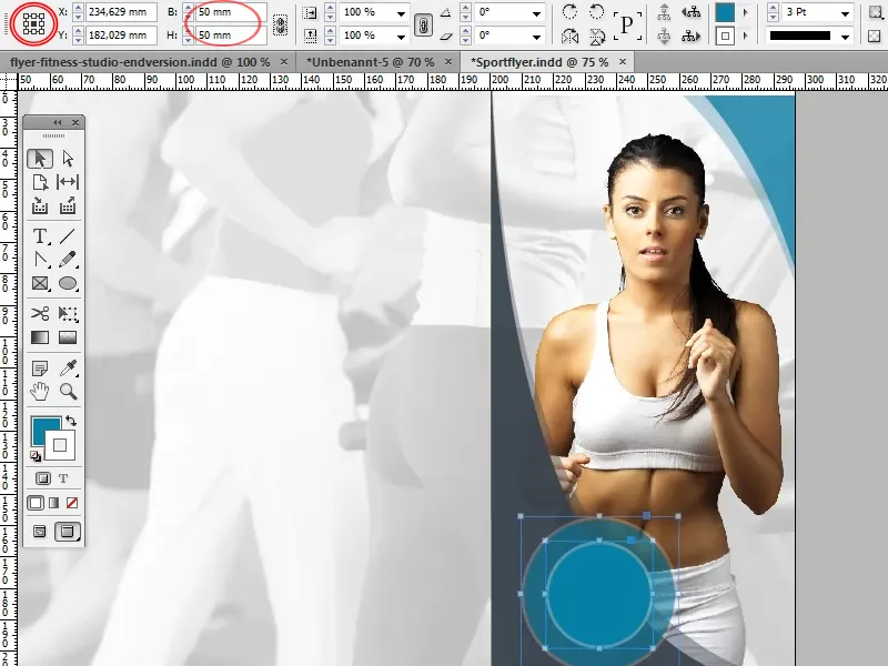 Design de folheto em formato dobrado utilizando o exemplo de um estúdio de desporto/estúdio de fitness - Parte 3