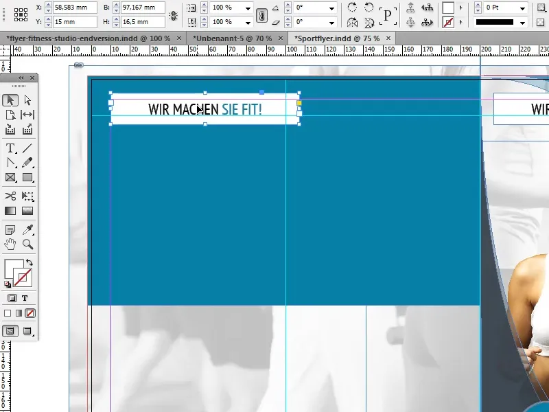 Desain flyer dalam bentuk lipat dengan contoh studio olahraga/kebugaran - Bagian 3