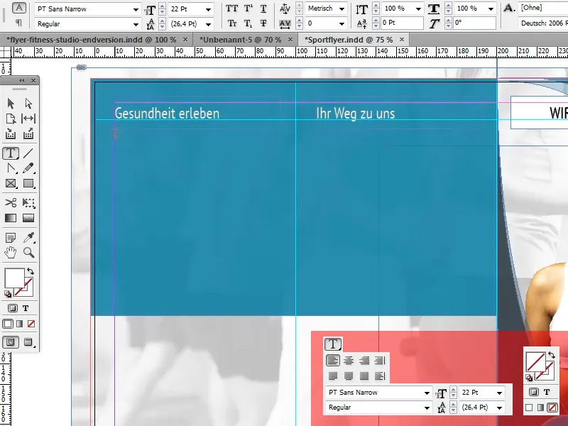 Desain flyer dalam format lipat dengan contoh studio olahraga/kebugaran - Bagian 3.