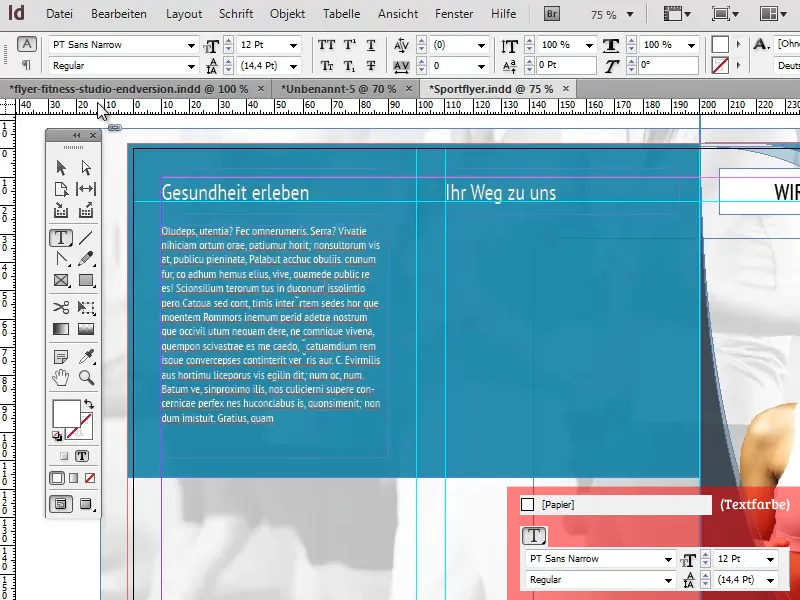 Desain flyer dalam format lipatan dengan contoh studio olahraga/kebugaran - Bagian 3