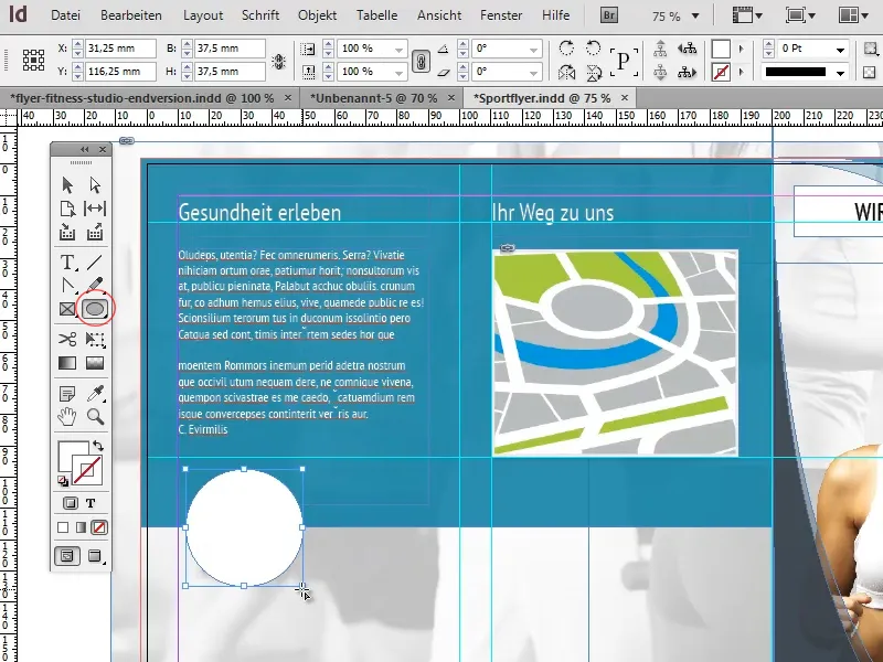 Desain flyer dalam format lipat dengan contoh studio olahraga/kebugaran - Bagian 3