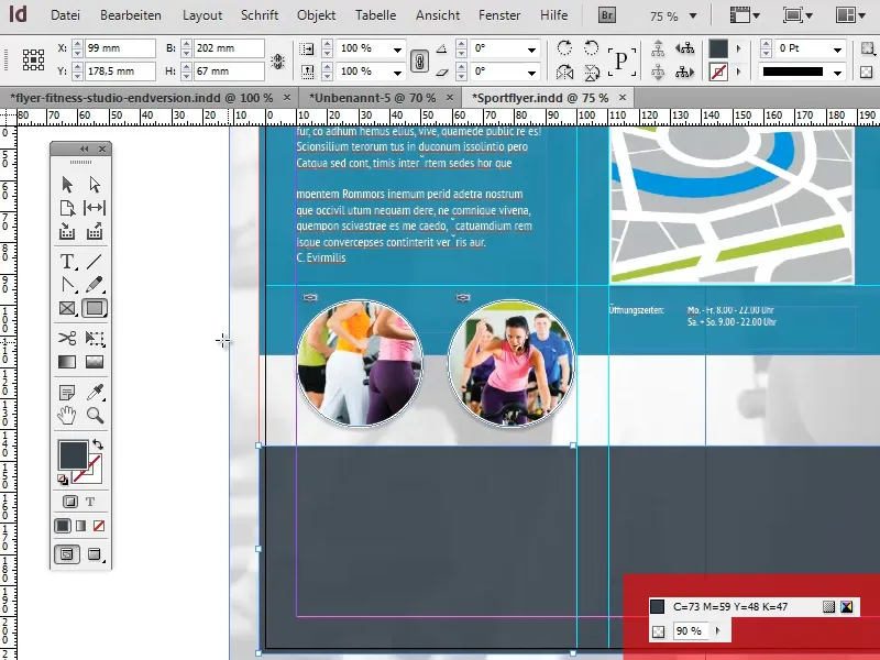 Desain flyer dalam format lipat berdasarkan contoh studio olahraga/fitness - Bagian 3