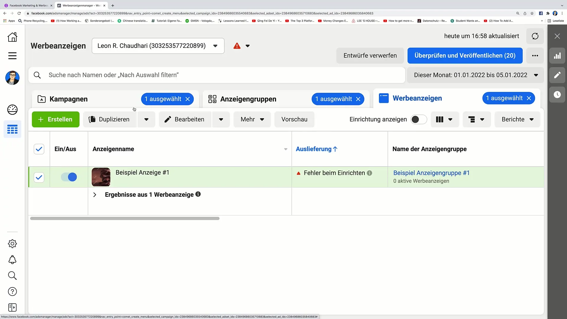 Základy marketingu na Facebooku: Reklamní inzeráty a jejich stav