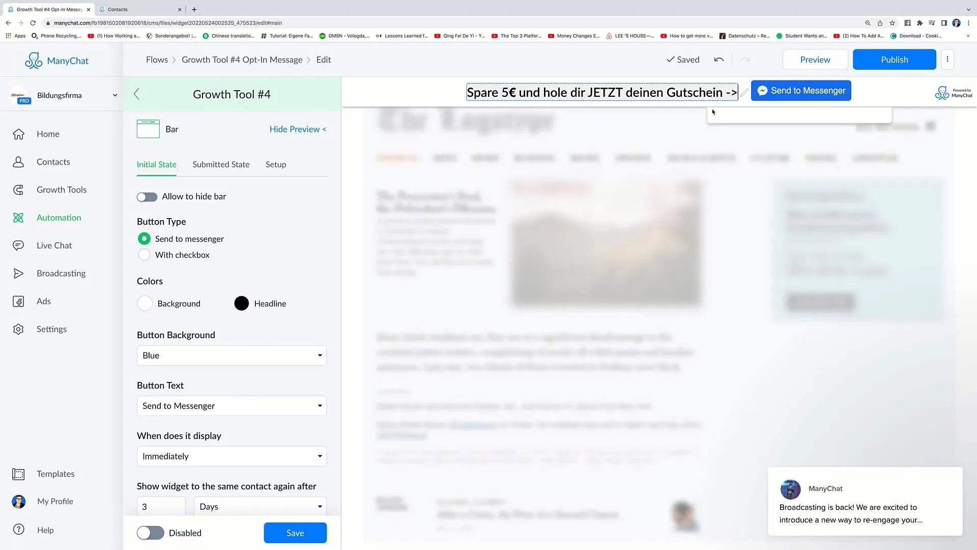 Návod k vytvoření nástroje pro růst baru pro marketing na Facebooku