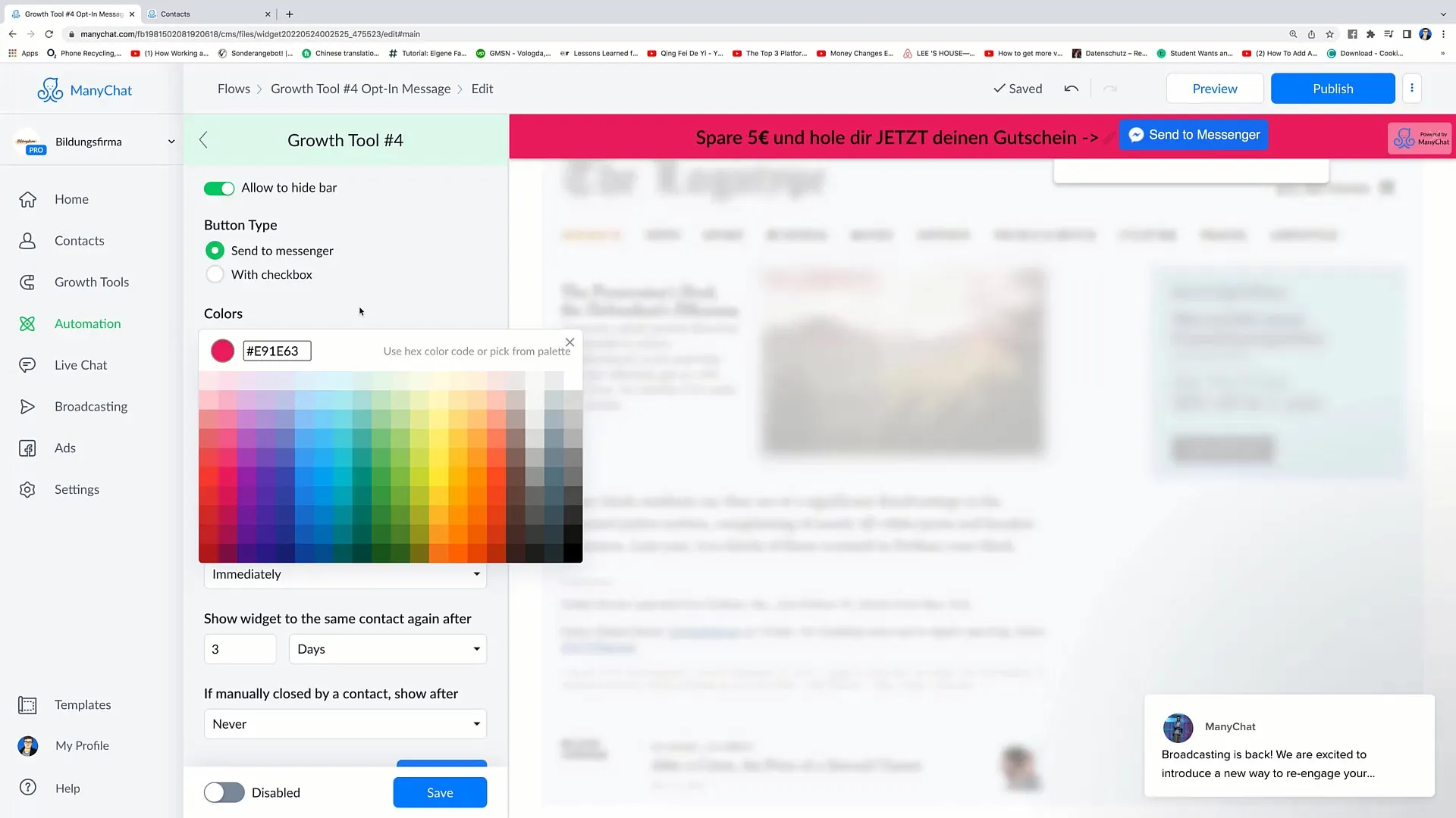 Návod na vytvoření nástroje Bar Growth pro Facebook marketing