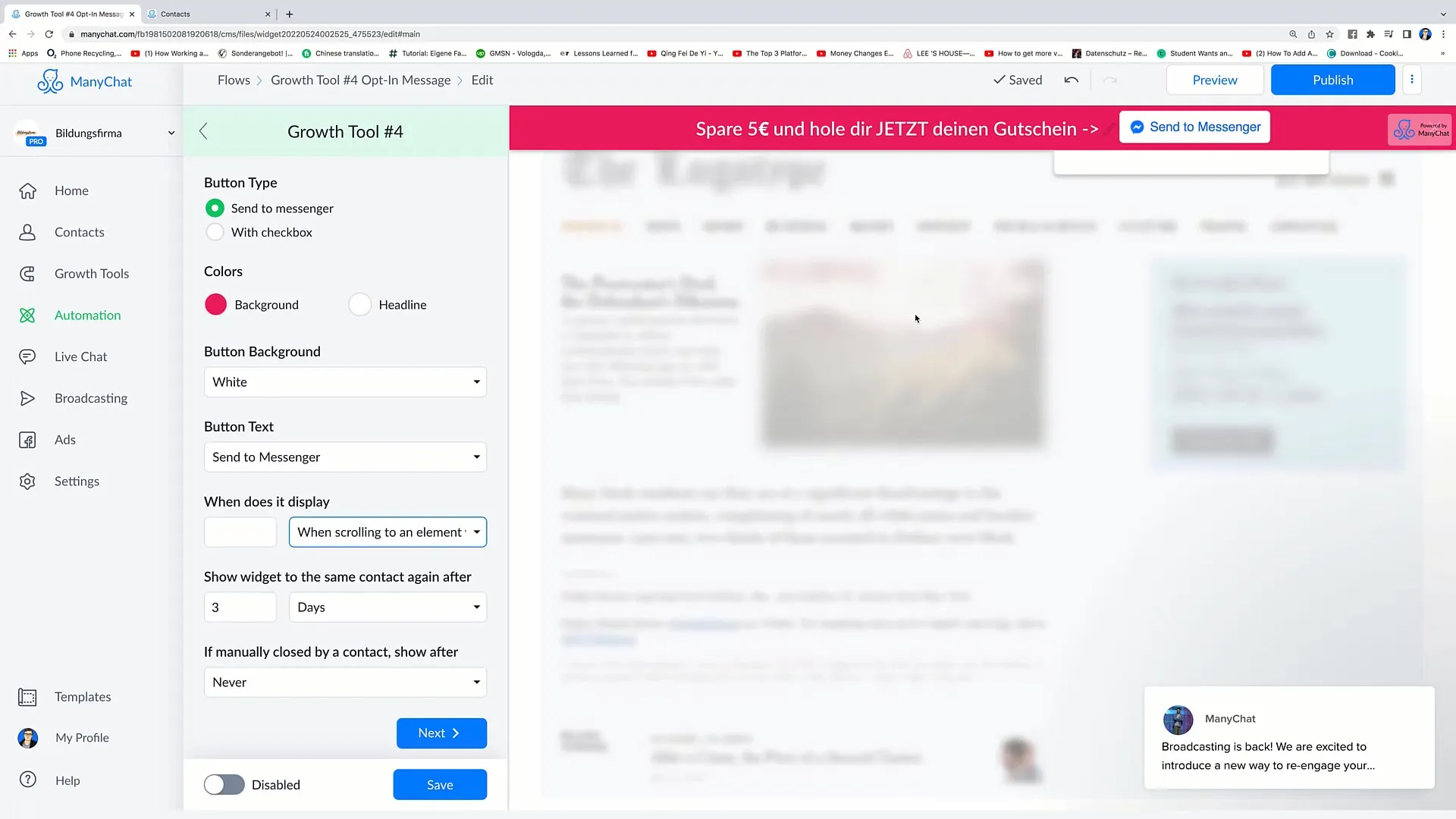 Návod na vytvoření nástroje pro sledování růstu baru pro marketing na Facebooku