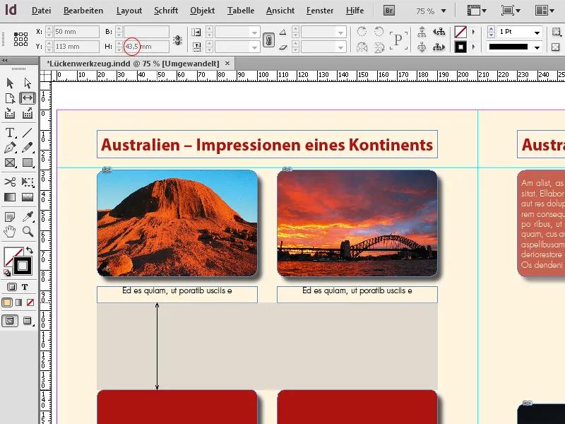 Το εργαλείο χάσματος στο InDesign
