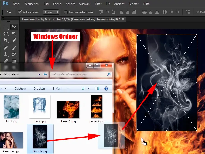 Photoshop composing - Fire and ice - Part 08: Where there's fire, there's smoke