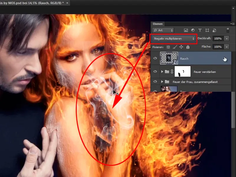 Photoshop composing - Fire and ice - Part 08: Where there's fire, there's smoke