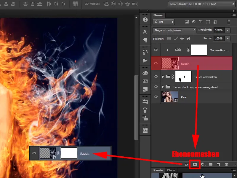 Photoshop composing - Fire and ice - Part 08: Where there's fire, there's smoke