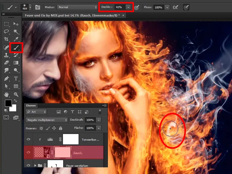 Photoshop composing - Fire and ice - Part 08: Where there's fire, there's smoke