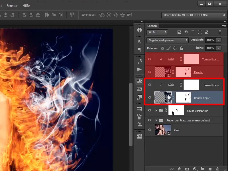 Photoshop composing - Fire and ice - Part 08: Where there's fire, there's smoke