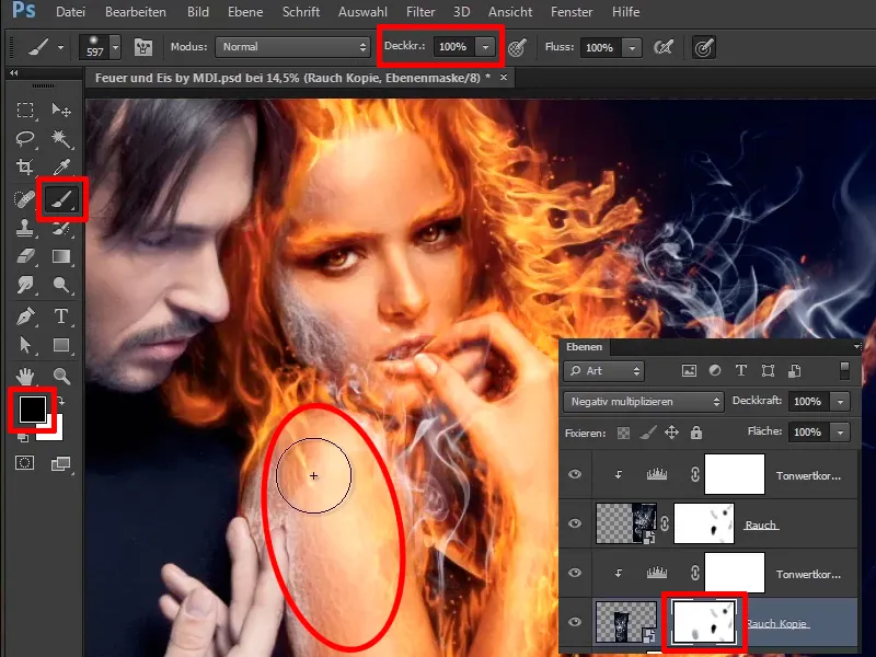 Photoshop composing - Fire and ice - Part 08: Where there's fire, there's smoke