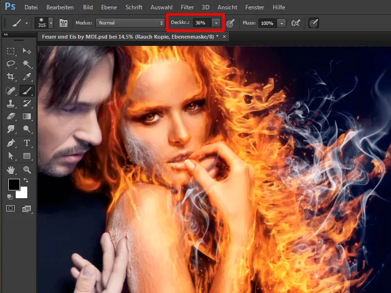 Photoshop composing - Fire and ice - Part 08: Where there's fire, there's smoke