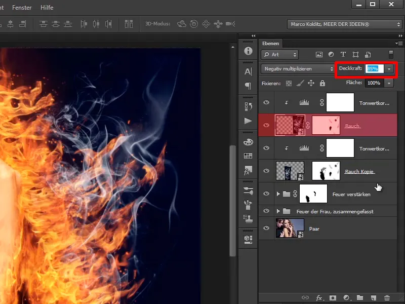 Photoshop composing - Fire and ice - Part 08: Where there's fire, there's smoke