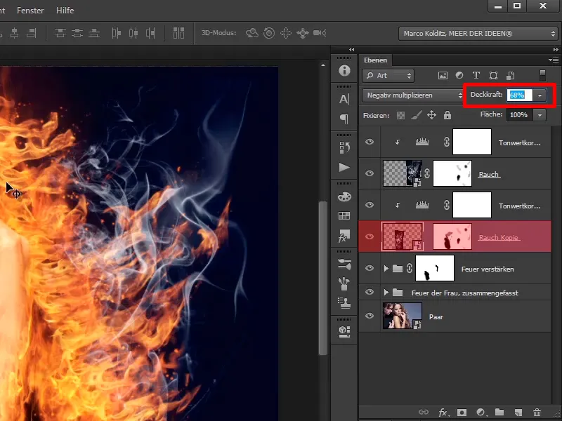 Photoshop composing - Fire and ice - Part 08: Where there's fire, there's smoke
