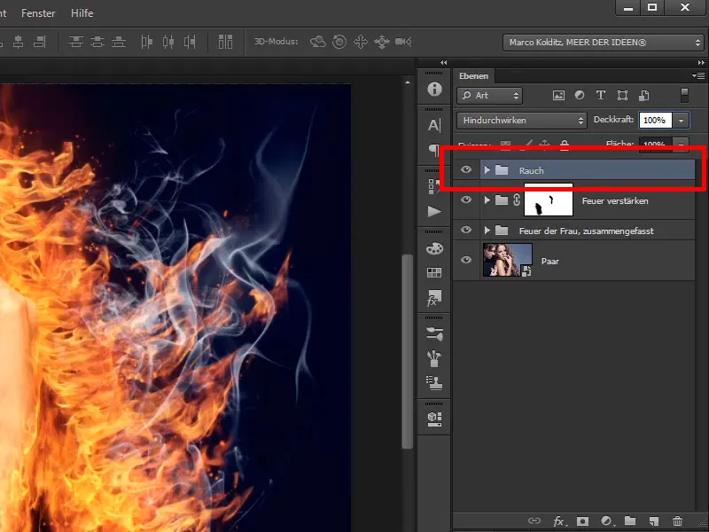 Photoshop composing - Fire and ice - Part 08: Where there's fire, there's smoke