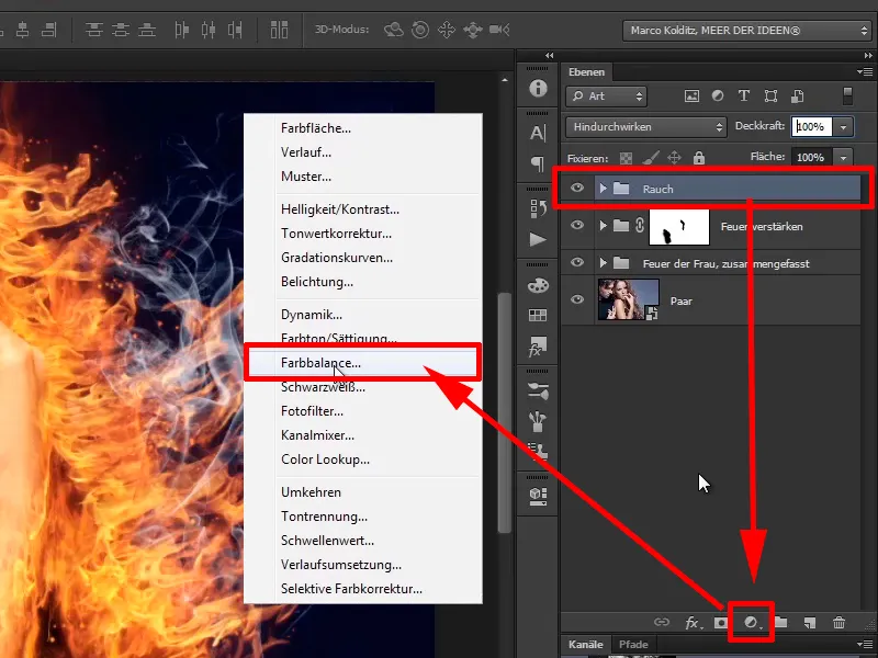 Photoshop composing - Fire and ice - Part 08: Where there's fire, there's smoke