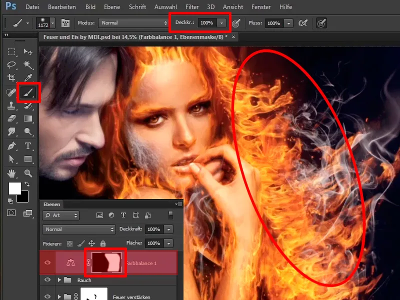 Photoshop composing - Fire and ice - Part 08: Where there's fire, there's smoke