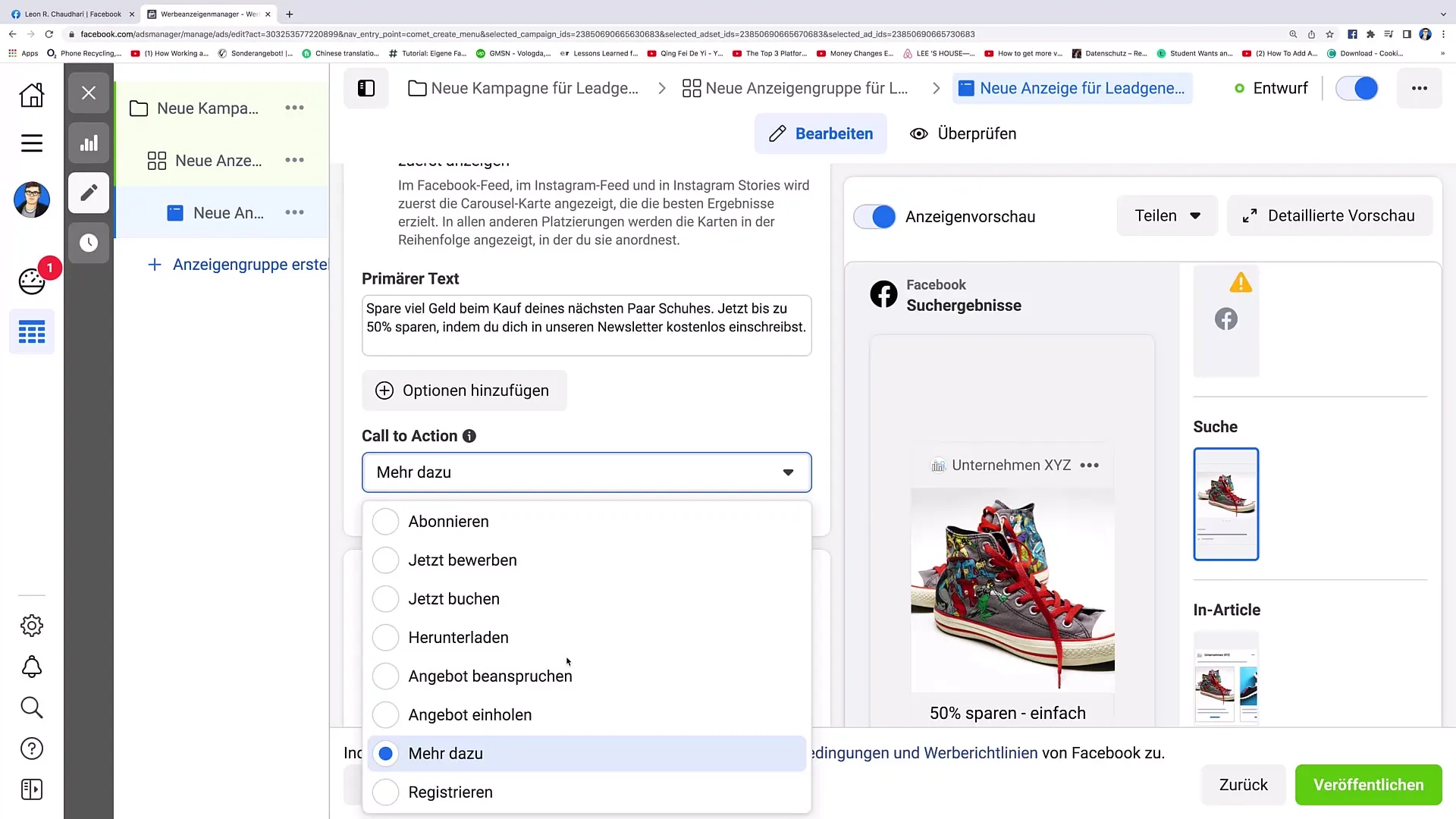 Vytvořit efektivní reklamu na vedení pomocí kroužkového formátu na Facebooku