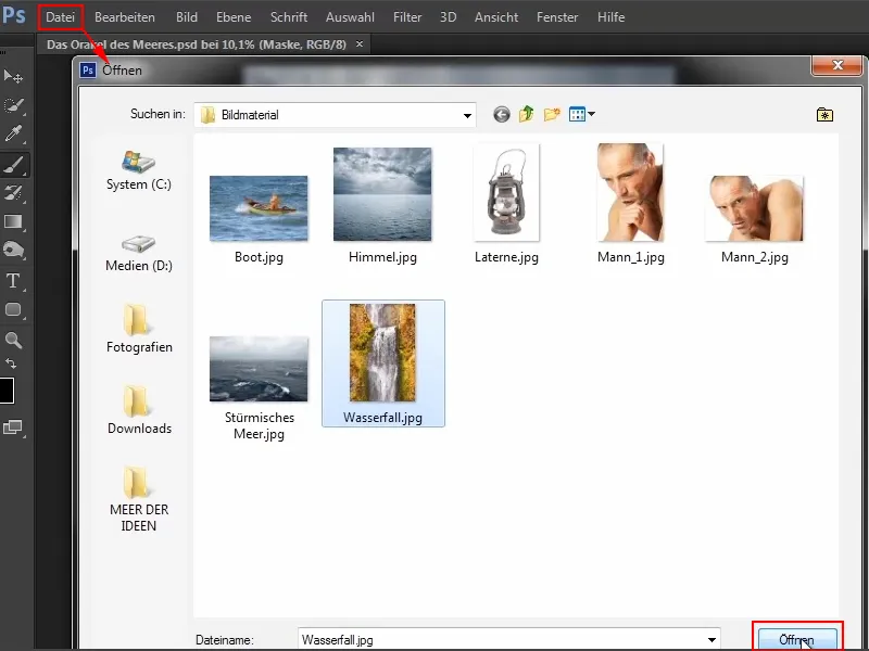 Photoshop - El Oráculo del Mar - Parte 08: Recorte y colocación de una cascada