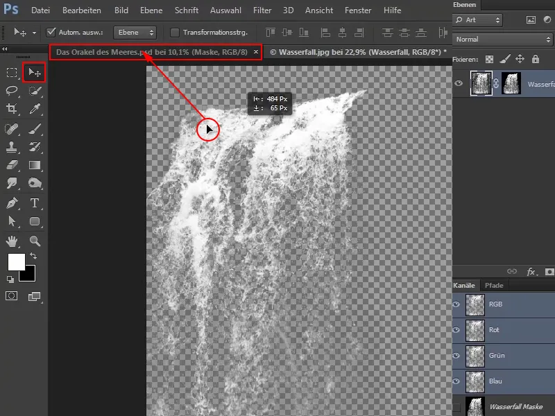 Photoshop-Composing - Оракул на морето - Част 08: Изрязване и поставяне на водопад. 