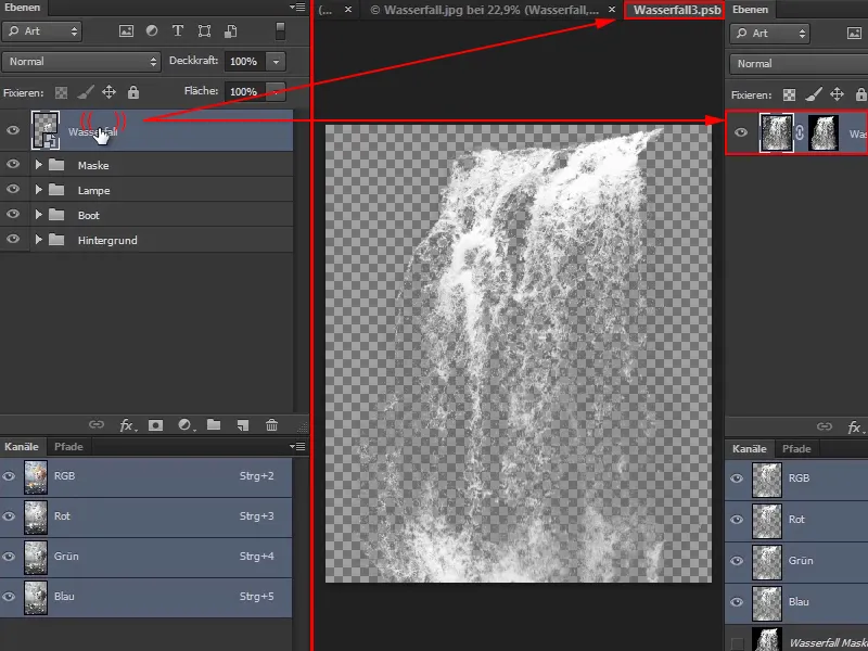 Photoshop-Composing - Das Orakel des Meeres - Teil 08: Wasserfall freistellen und platzieren