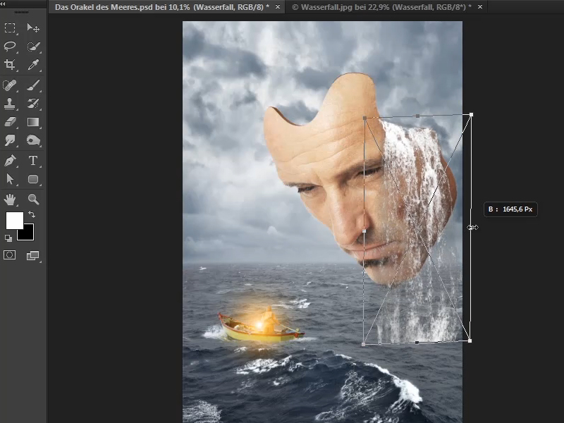 Photoshop-Composing - Das Orakel des Meeres - Teil 08: Wasserfall freistellen und platzieren
