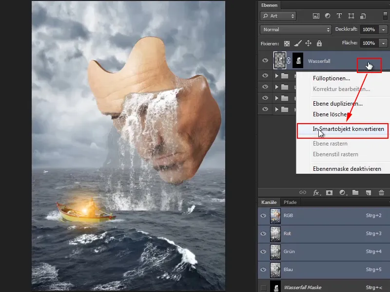 Photoshop - El Oráculo del Mar - Parte 08: Recorte y colocación de una cascada