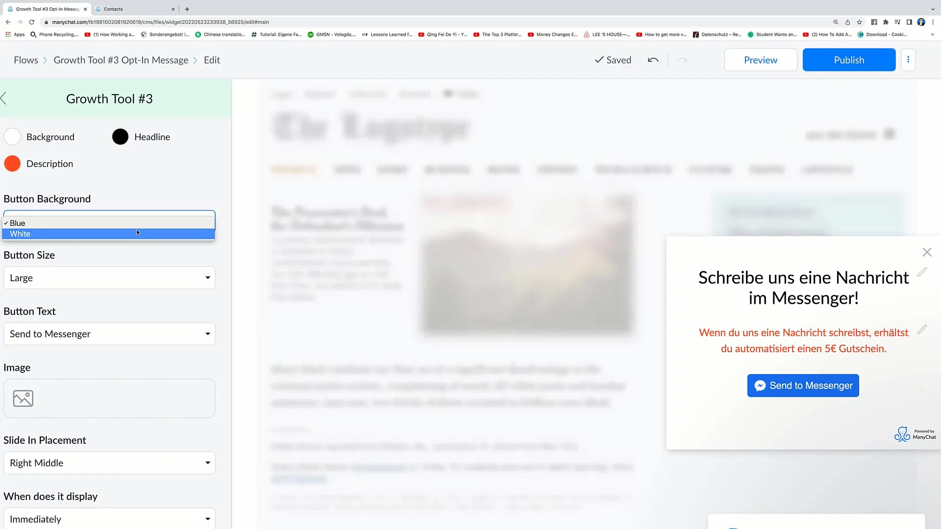 Vytvořit slide-in pro marketing na Facebooku